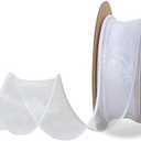 TONIFUL 1-1/2 Inch Wide White Wired Chiffon Ribbon Sheer Organza Ribbons for Crafts Floral Bouquets Wedding Car Party Decorations Valentine's Day Gift Wrapping Bow Making Tree Wreaths Decoration
