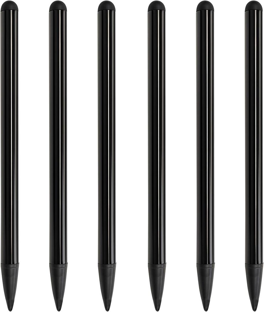6-Pack Black Dual-Tip Stylus Pens  Universal Touchscreen Stylus Compatible with iPad, Samsung Galaxy, Smartphones & Resistive GPS Devices