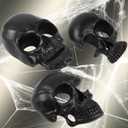 Skull Wall Decor Set of 3, Halloween Hanging Dark Resin Skeleton Statues, Wall Mounted Horror Skulls Art Sculpture Spooky Gift, Indoor Outdoor Gothic Black Office Living Room Decor