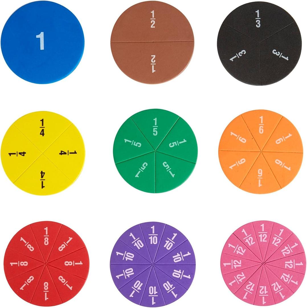 Office Depot Brand Magnetic Fraction Circles, Assorted Colors, Pre-K, Set of 51 Circles