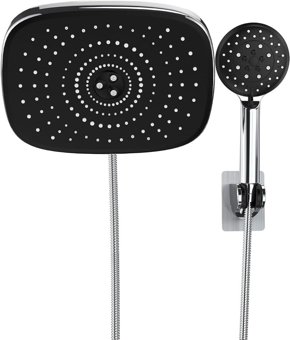 Veken 10'' Rain Shower Head with Handheld, High Pressure Rainfall Showerhead Combo with 5 Handheld Water Spray Modes for Bathroom Accessories, Home Decor, Detachable Dual Shower Heads, Chrome Silver