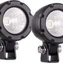 Lightronic Offroad 1.7" Round Motorcycle LED Fog Light Pods, 6000K Cool-White Long Range Flood Beam, Rugged Die-Cast Aluminum Housing, Corrosion Resistant Waterproof, 12V/24V DC, 2-Pack