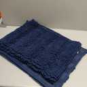 H.VERSAILTEX Navy Blue Bathroom Rugs 2 Piece, Bath Mat Set Slip-Resistant Extra Absorbent Soft and Fluffy Striped Chenille Bath Rugs, Floor Mats Dry Fast Machine Washable (20" x 32"/17" x 24")