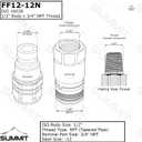 Summit Hydraulics 3/4" NPT Skid Steer Flat Face Hydraulic Quick Connect Couplers/Couplings Set w/Dust Caps