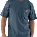 Carhartt Mens Loose Fit Heavyweight Short-Sleeve Pocket T-Shirt Work Utility t Shirts, Bluestone, Small US