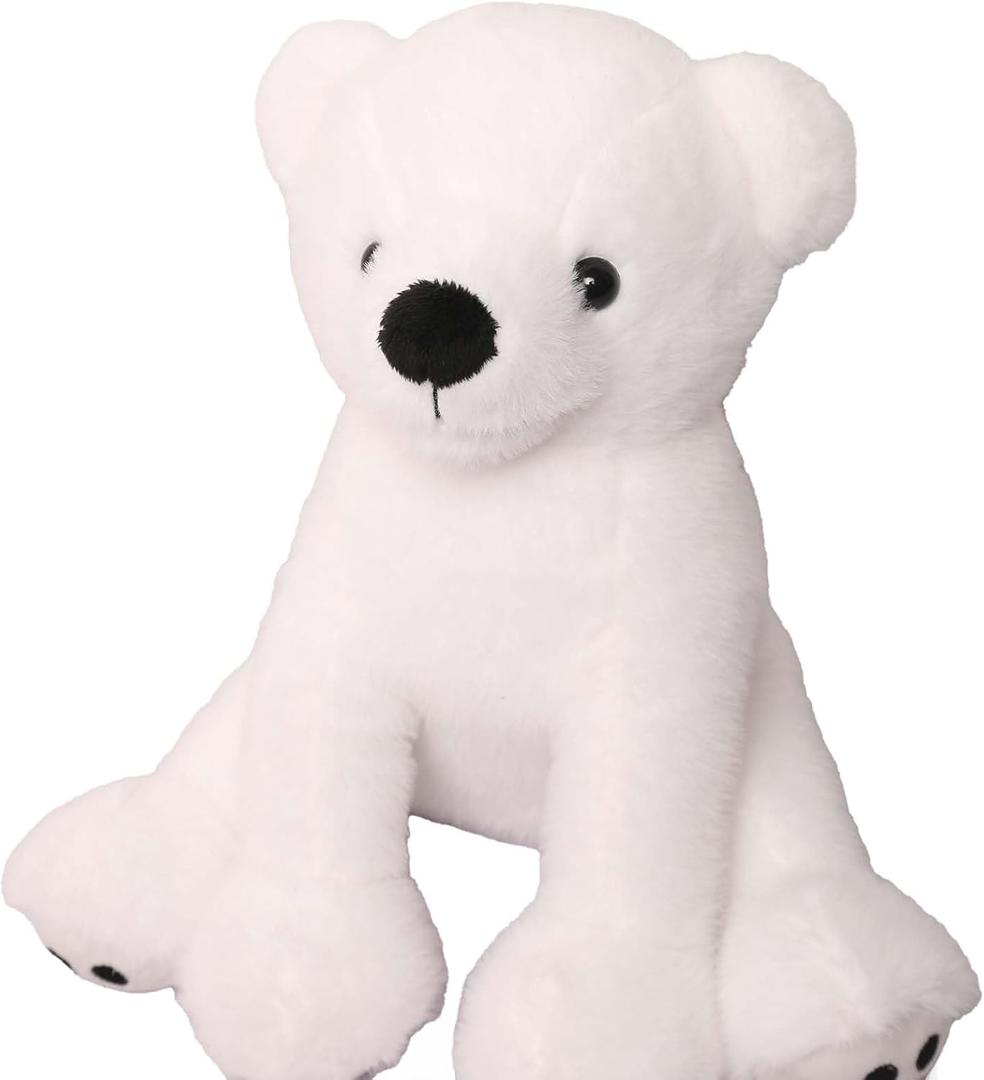 Plush White Teddy Bear, Soft Stuffed Animal, 10 Inch, Cuddly Plush Toy, for Children
