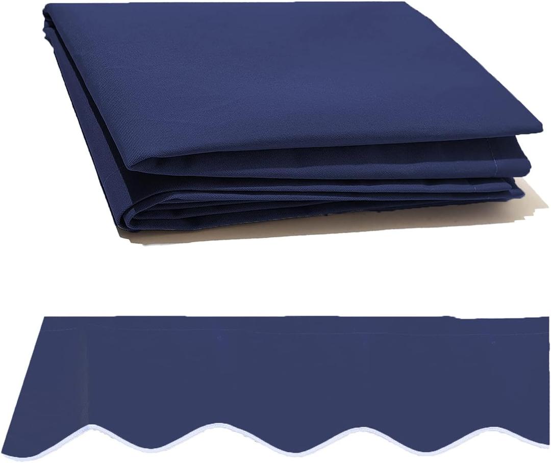 12' x 10' Retractable Patio Awning Replacement Fabric Cloth, Durable Exterior Sunshade Canopy Cloth, Reinforced Multi-Purpose Waterproof Protective Awning Cover, Blue