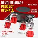 Heavy Duty Furniture Movers with 8 Wheels Double-Wheel Design Carbon Steel Panel Furniture Dolly Set with Lifter, 360 Rotating Casters for Easy Moving, Max Load 3306 LBS