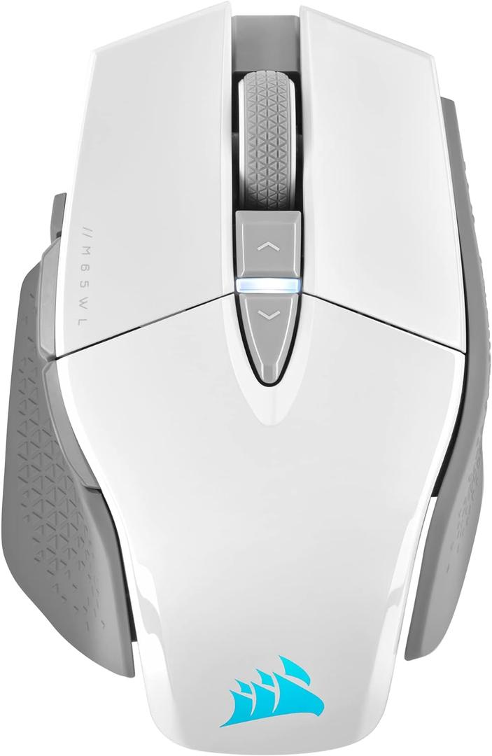 Corsair M65 RGB Ultra Wireless Tunable FPS Wireless Gaming Mouse - Sub-1ms Slipstream Wireless Technology, 26,000 DPI Optical Sensor, Up to 120 Hours of Battery Life, 8 Programmable Buttons - White