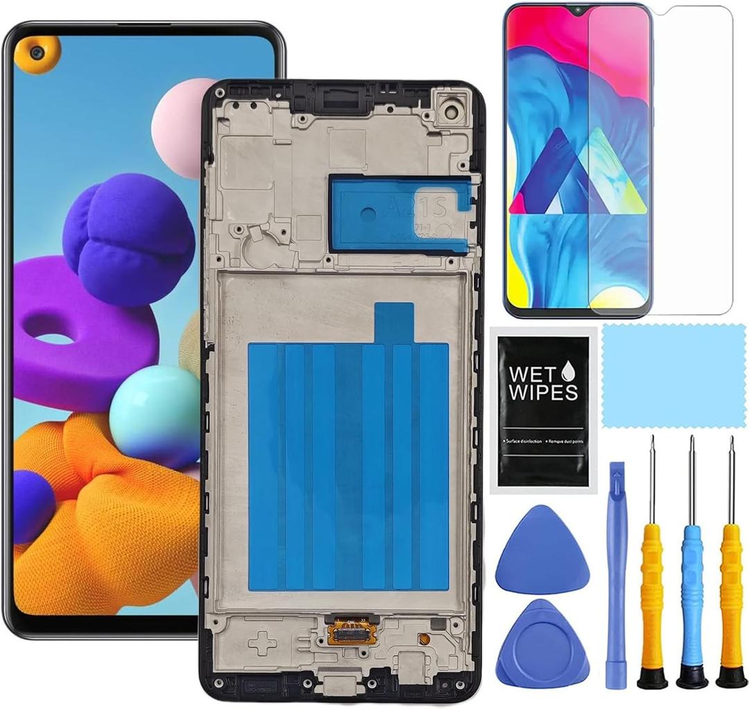 for Samsung A21s Screen Replacement kit for Samsung Galaxy a21s a217 Screen Replacement 2020 SM-A217M/DS LCD Display Touch Digitizer Assembly 6.5 Inch (A21S with Frame)