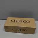 Coutgo Womens Slingback Chunky Low Heels Closed Square Toe Pumps Wedding Party Dress Shoes (7.5, Brown Patent)