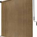 KANAGAWA Outdoor Roller Shade 8'X8' Walnut Exterior Cordless Patio Roll Up Shades for Outside Pergola Porch, Outdoor Blinds for Patio