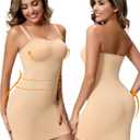 Strapless Shapewear Slip for Women, Tummy Control Bulit-in Bra Full Shapewear Dress Slip, Seamless Body Shaper (L)