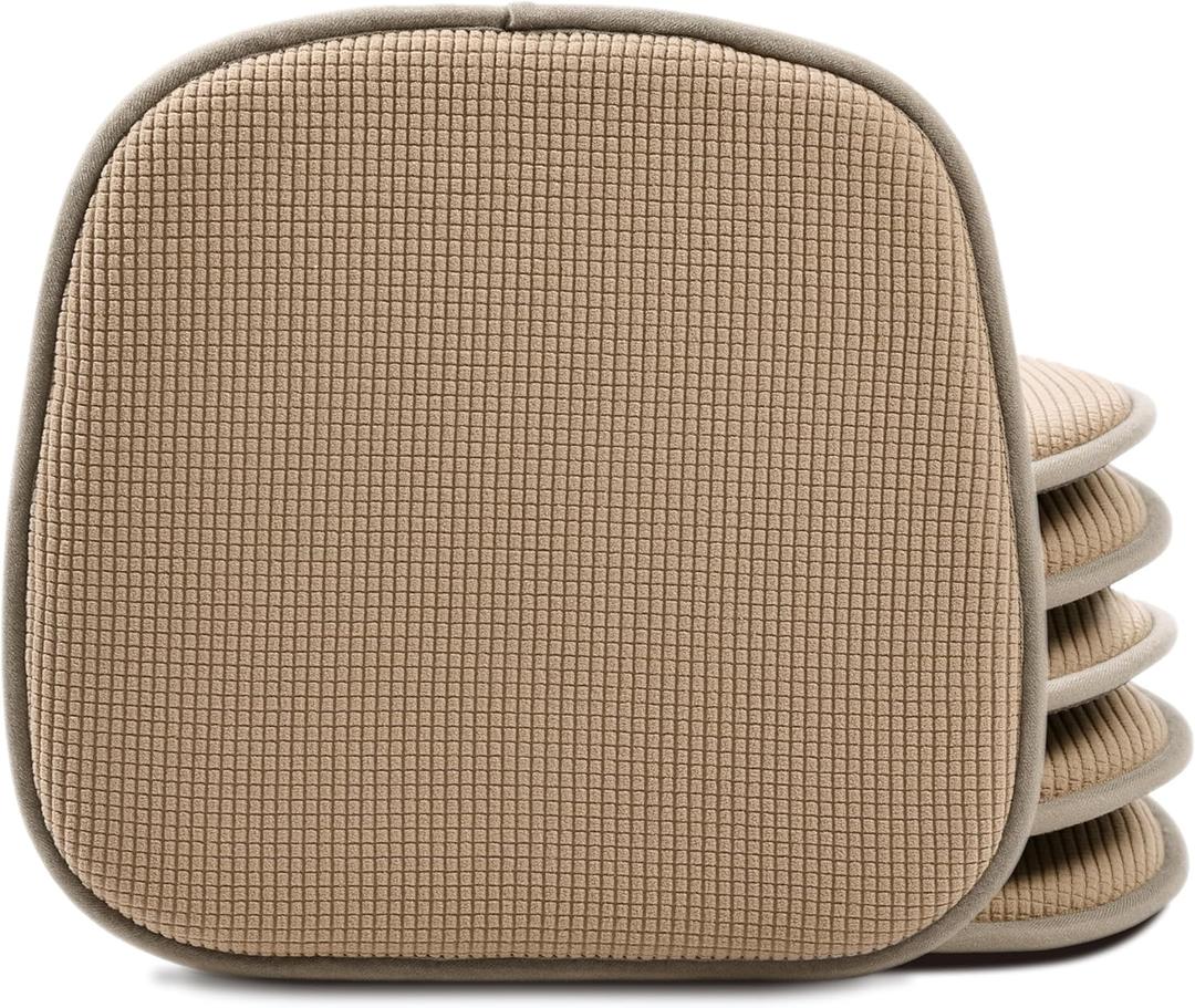 Shinnwa Kitchen Seat Cushions Set of 6, Non Slip Dining Chair Cushions, U-Shaped Indoor Chair Pads, 6 Pack, 15 x 16 Inches, Brown
