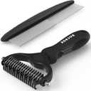 Docrok Pet Grooming Combo: Undercoat Rake, Dematting Deshedding Brush for Long-Haired Dogs and Cats, Black