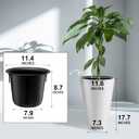 Sieral Set of 2 Tall Outdoor Planters 12 x 18 Inch Large Resin Outdoor Planters for Front Porch Flower Round Floor Decorative Indoor Pots with Drainage(White)