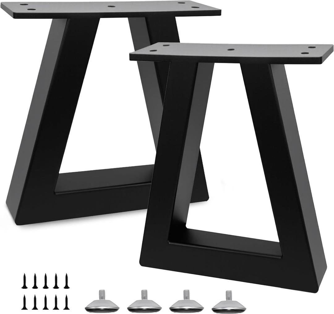 10 '' Trapezoid Metal Table Legs Heavy Duty Steel Furniture Legs for DIY Sofa, Couch, Bench,Stool,Coffee Table, End/Side Table,Cabinet Feets (Set of 2, Black)