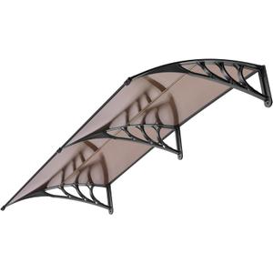 VIVOHOME Polycarbonate Window Door Awning Spliced Canopy Brown with Black Bracket 40 Inch x 80 Inch