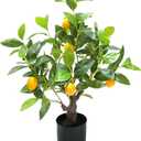 Artificial Lemon Tree 24 Potted Plants for Interior and Exterior dcor use for Home, Office, Living Room, Kitchen, Bedroom, Balcony Decor, Indoor Outdoor Perfect Housewarming Gift 
