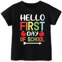 First Day of School Shirts for Boys Girls Kids, Back to School Shirt for Toddler, Happy First Day of School Funny Tee (Yellow)