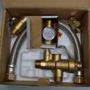 Cash Acme 3/4 Inch Tank Booster Water Heater with Thermostatic Mixing Valve, Temperature Gauge, Braided Hose, Domestic and Commercial Application, PEX Pipe, PE-RT, CPVC, Copper, 24644