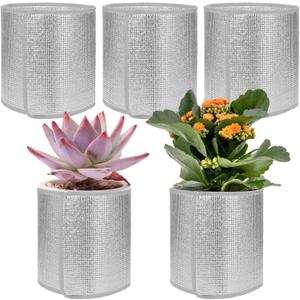 5 Pack Plant Flower Pot Insulation Protection Pot Reusable Flower Pot Cover Double Foil Insulation for Winter Indoor Outdoor Plants Pot Cover Garden Fruit Trees Potted Plants Insulation