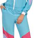 Cuteshower Women 80s Tracksuit Costume for Retro Hip Hop Windbreaker Costumes for Halloween (Large, Blue)