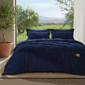 Bedsure Gentlesoft 2-in-1 Twin Comforter Set and Detachable Fluffy Blanket, Navy Blue Bedding Set for All Season Use, Detachable Design for Space Saving (Includes 1 Pillow Sham, 1 Pillowcase)