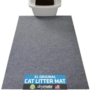 Drymate Cat Litter Box Mat, Litter Trapping Mat, Waterproof, Urine-Proof, Absorbent, Machine Washable, Soft on Paws, Contains Mess, Protects Floors, Kitten Supplies, Light Grey, 29x36 XL (29x36 Inch (Pack of 1))