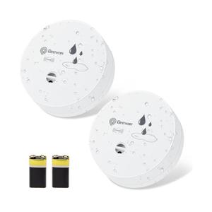 Geevon 2 Pack Water Leak Detectors, 100dB Water Sensor Alarms Flood Detector for Basements, Bathrooms, Laundry Rooms, Kitchens, Garages, and Attics, Water Alarms Battery-Operated (Battery Included)
