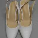 Rilista Women's Slingback Kitten Heels Closed Pointed Toe Backless Wedding Party Dress Pumps Shoes 8, White 