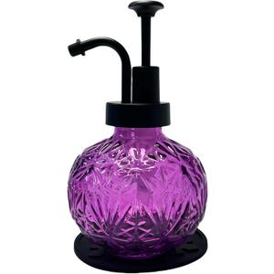 Vintage Soap Dispenser for Bathroom, Glass Kitchen Soap Dispenser with Pump, Farmhouse Antique, Cute Small Rustic Decor (Purple)
