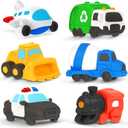 6 PCS Vehicle Floating Bath Toys Mold Free Infant Bath Tub Toys for 12 Months - No Hole Bathtub Toys for Toddlers 1-3 Water Pool Toys for Baby Toddler Ages 1+