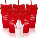 Jingmore 6 Pcs Quinceanera Party Favors for Guests 15th Quinceaera Squad Reusable Tumbler with Straw Lid Twist Bow 24 oz Spanish Gift 15 Birthday Party Thank You Gifts (Red)