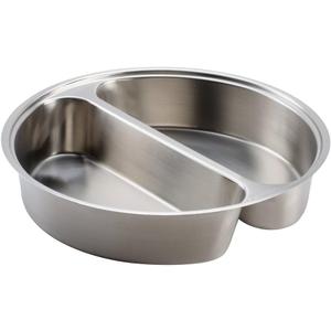Winco Round Divided Food Pan, Stainless Steel Medium