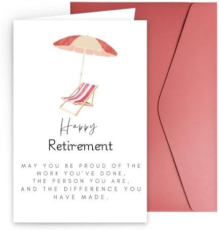 JYfeel Beach Theme Happy Retirement Card for Women and Men - Thoughtful Retirement Gifts for Coworkers, Friends, Boss - Farewell Card Includes Red Envelope & Gold Seal US-RCBEAH1R
