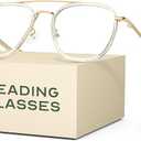 CCVOO Iconic Aviator Reading Glasses - Premium Readers in Gold/Black - UV & Blue Light Blocking Lenses, +2.0
