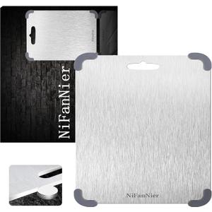 Titanium Cutting Board, 2026 New Upgrade 100% Pure Titanium Cutting Boards for Kitchen, Latest Thickened Version Thickness 0.06IN, Double-Sided Belt Guard Angle(15.7IN X 14.1IN