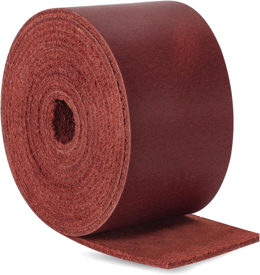 Jack&Chris 72.5 Inches Long Leather Straps for Crafts, 1.5 Inch Wide Leather Strips, Full Grain Leather for DIY Arts & Craft Projects, Fabric, Patch, Clothing, Jewelry, Red