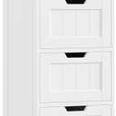 FOTOSOK Bathroom Storage Cabinet, Bathroom Cabinet with 4 Drawers, 11.8” x 11.8” x 32.5” Freestanding Entryway Cupboard Storage Organizer Unit Home Furniture Decor, White