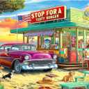 Blueforest Vintage Beach Hamburger Store 1000 Piece Puzzle for Adults & Teens - Challenging Retro Diner Jigsaw with Coastal Decor (27.5" X 19.7")