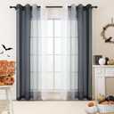 L.Z.E Black Ombre Sheer Curtains 72 Inch Length for Living Room, Black and White Curtains for Bedroom Dining Room Sliding Glass Door, Lightweight Gradient Window Drapes Grommet Top 2 Panels Set