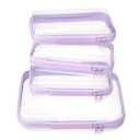 WELPIRT 4 pcs Clear Zipper Pouches,Hard Shell Zipper Case, Toiletry Bag for Travel, CLear Diaper Bag, Toiletry Pouch, Travel Organizer, Cosmetic Bag,Toy Storage Bins (M+3S) (Lavender)