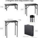 Anbte 2ft Folding Camping Table Max 29.5", 3 Adjustable Height Aluminum Small Folding Table with Storage Net & Portable Handle, Lightweight, for Travel Outdoor Beach Picnic Camp, 23.2" x 16", Black