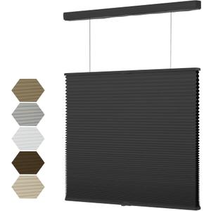 MYshade Top Down Bottom Up（TDBU） Cellular Shades, 1.5 inch Cordless Blackout Honeycomb Pleated Blinds for Windows Home Bedroom Office, Light Control, Thermal Insulated, 19 "W x 36" H, Black