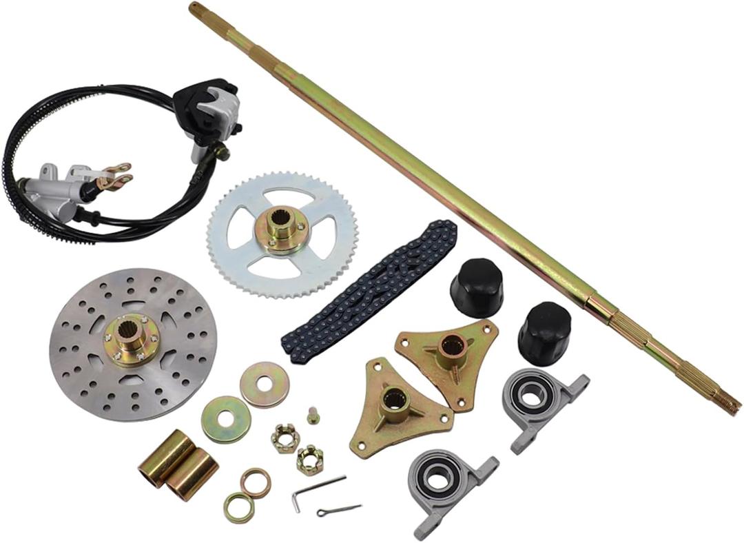740mm/29'' ATV Rear Axle Assembly Kit Shaft Hub Chain Brake compatible with Buggy Go Kart Golf UTV ATV Accessories