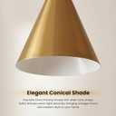 Vintage Modern Metal Conical Wall Sconce - Retro Brass Wall Lamp, Decorative Inspired Cone Wall Mount Lighting Fixture for Bedroom, Living Room, Hallway(6“W x 6" L x 11" H Brass)