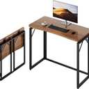 JOYMOOP 31.5" Folding Desk - Brown, No Assembly Small Foldable Desk for Home, Office, Wooden Top Folding Computer Desk for Working, Writing, Studying, 31.5" Width