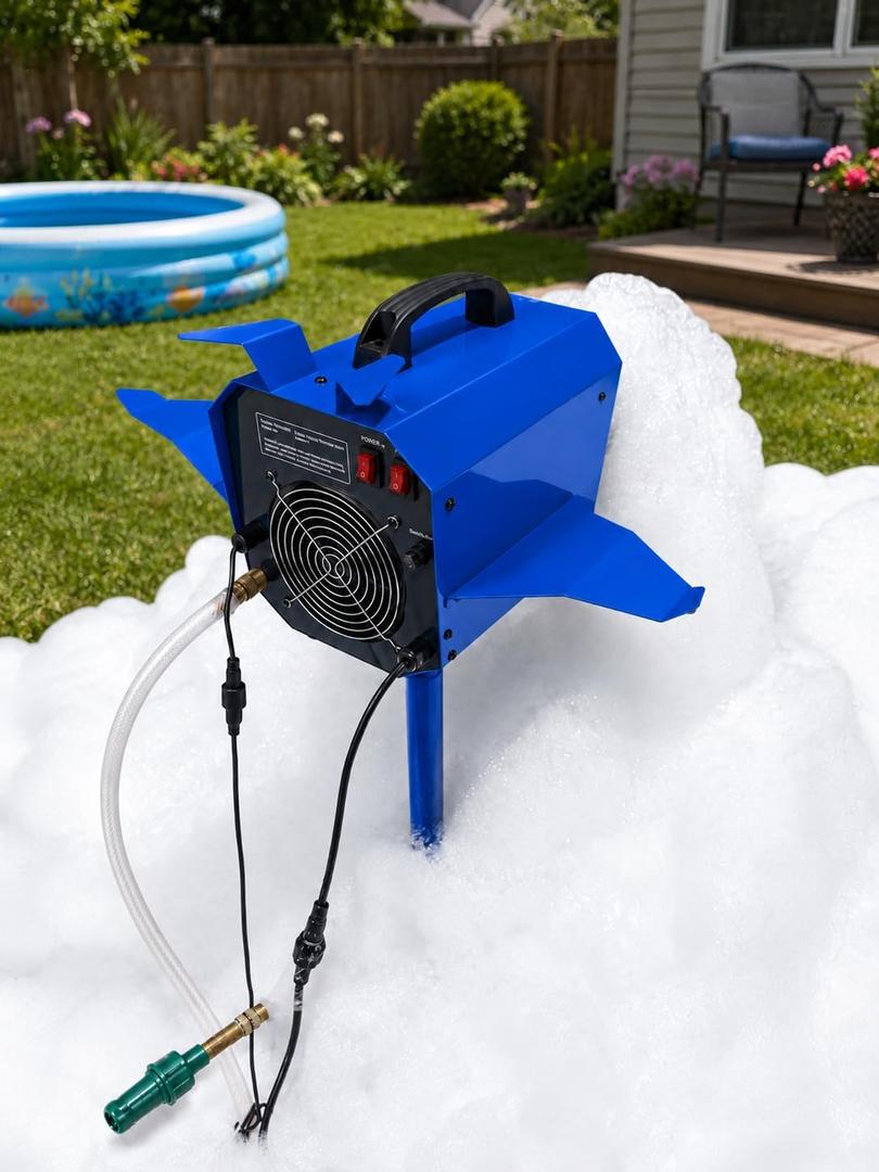 Foam Machine for Party, Safe 60min Use&Cute AirplaneLook, Foam Party Machine For Pool Parties, Indoor/Outdoor Events. (Blue-120)