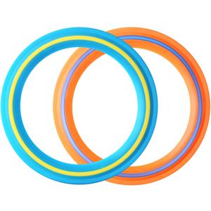 JEEFUD Flying Disc for Kids Adults 11 inch Flying Ring, 2 Pack Beach Backyard Sports Play Soft Discs, Sport Outdoor Tossing Toy Gift for 4+ Year Old Boys Girls Family (Orange&turquoise)